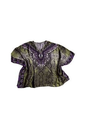 Wearable Art Floral tunic blouse Top 1x